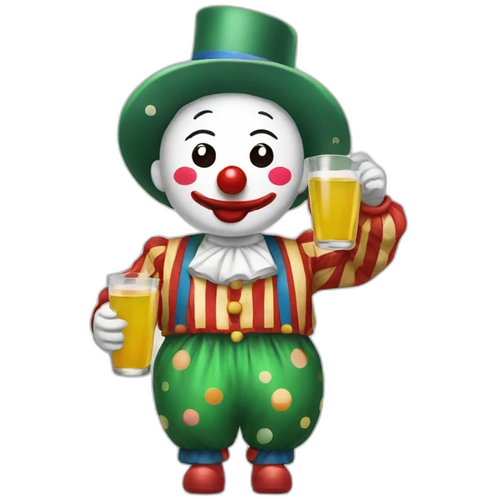 clown drinking Korean soju emoji