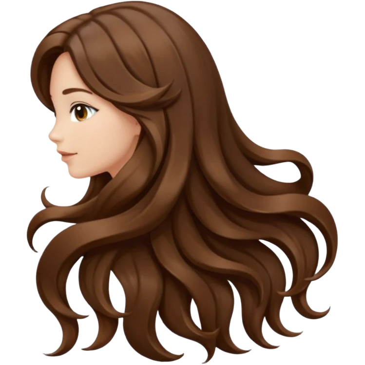 back view of long brown hair emoji