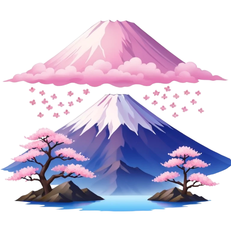 Cherry blossom scenery, Mount Fuji emoji