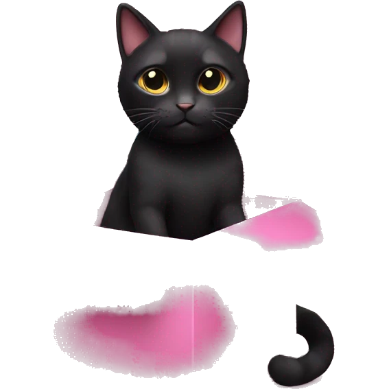Black cat with pink box emoji