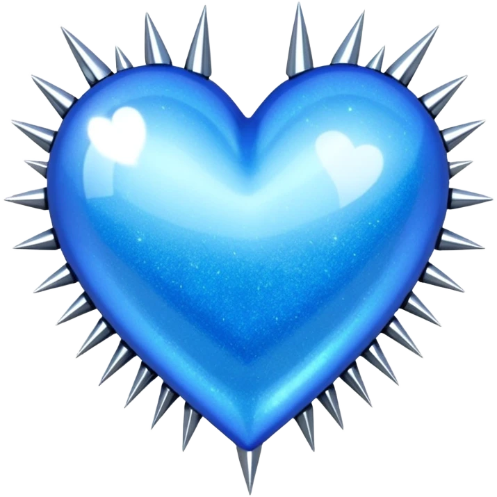 blue glittery heart with chrome spikes emoji