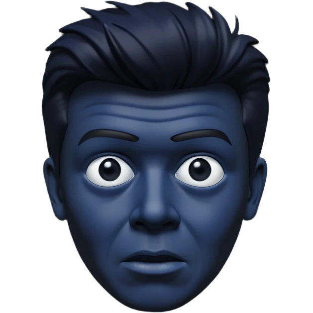 Rick Astley but with his eyes blurred out, the background is pitch black, Rick Astley is kind of a dark blue color, and the entire picture, including Rick Astley, is a staticky, glitchy, horror, analog horror type emoji
