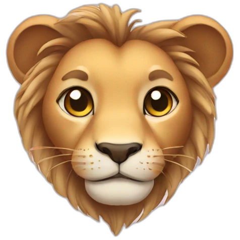 a cute lion head with heart-shaped eyes emoji