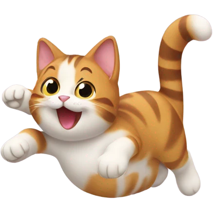 Cute cat rolling over waving emoji