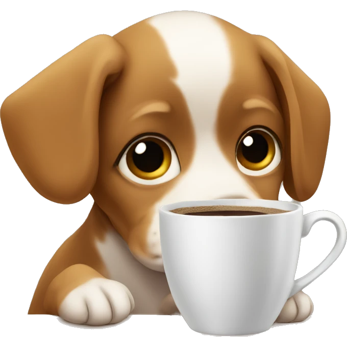 Puppy drinking coffee emoji