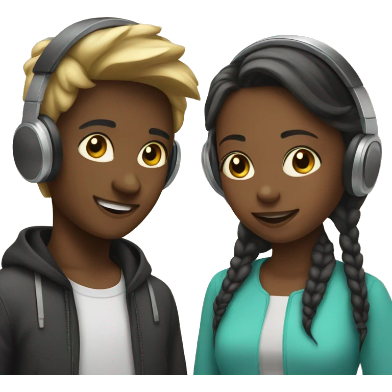 boy and girl with headphones emoji