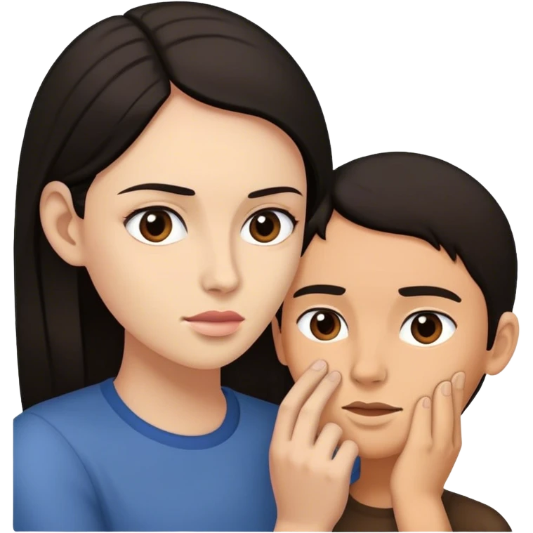 man tucking hair behind woman's ear emoji