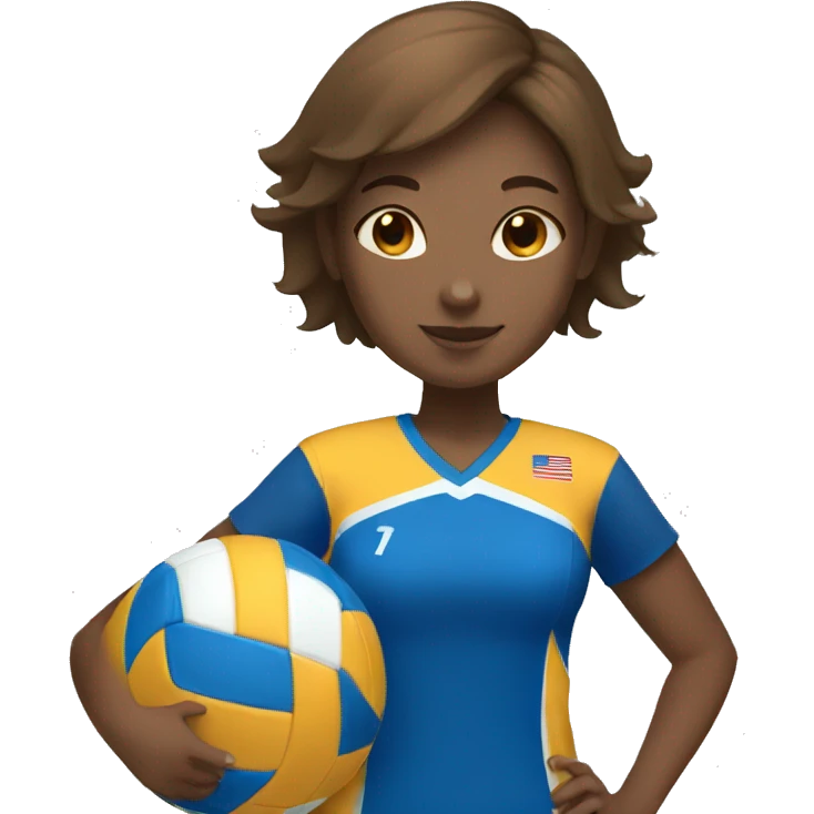 Girl playing voleibol brown short hair number 1 emoji