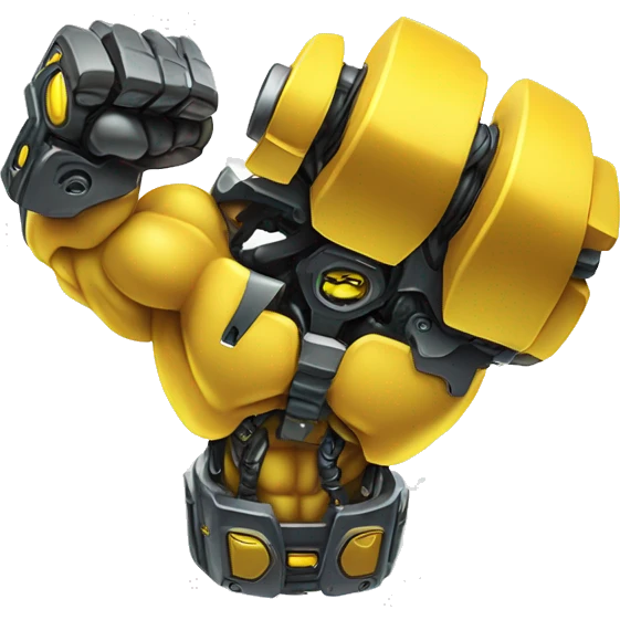 Yellow mechanical cyborg bicep that’s flexing emoji