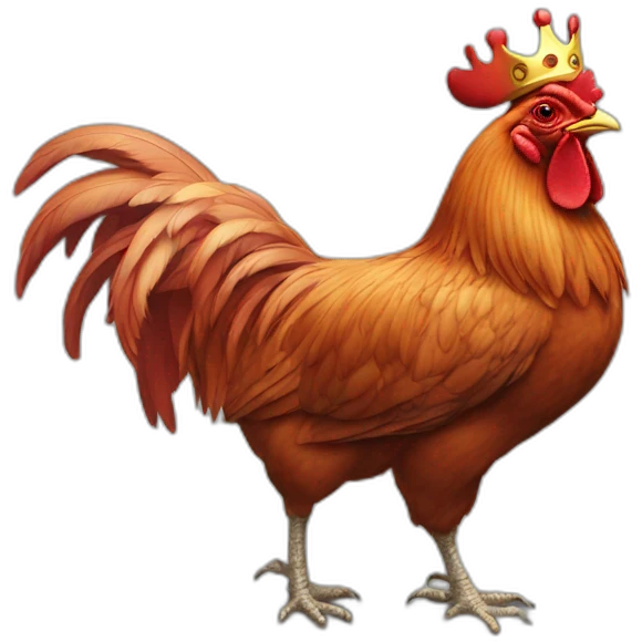 Red Rooster with a crown and glasses emoji