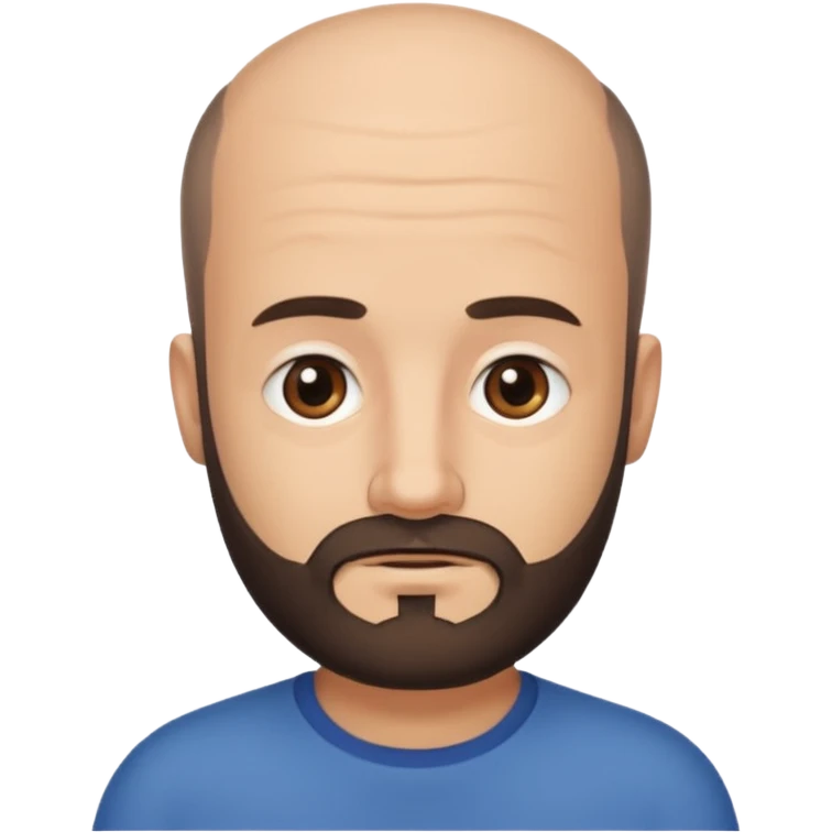 semi balding man with super short hair and has a beard. dark brown eyes and brown beard  emoji