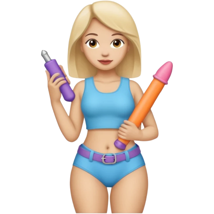 Strap on with dildo around waist female emoji