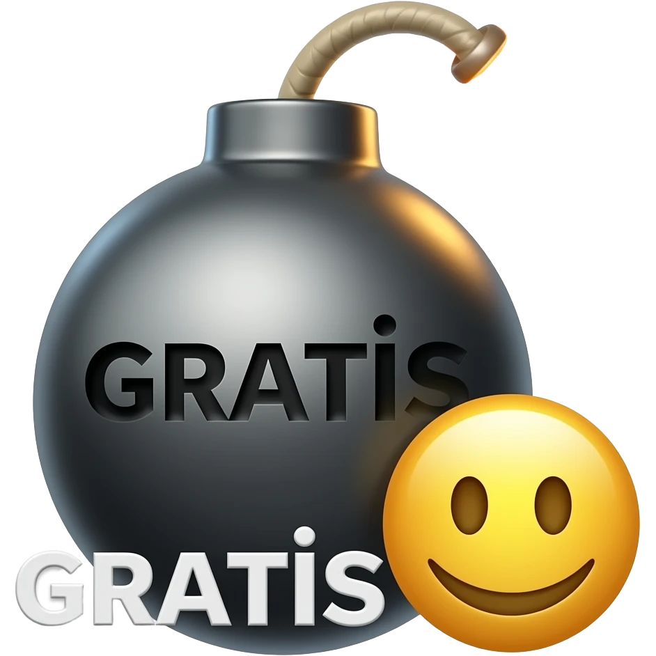 guift bomba proyectada con la palabra gratis y emoji emoji