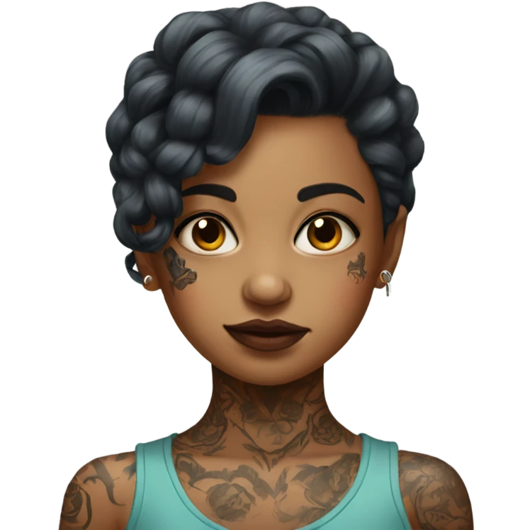 portrait of a girl with tattoos emoji
