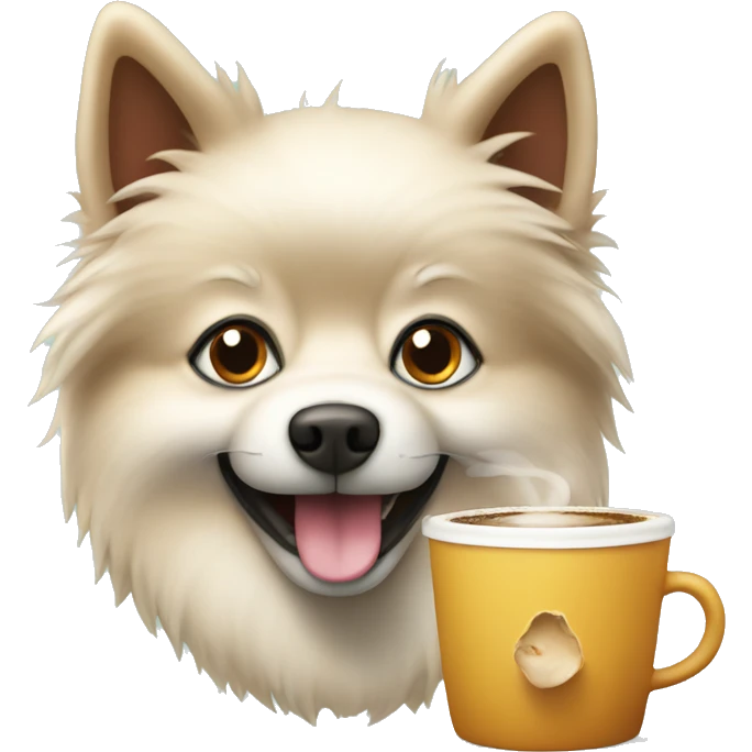 Spitz with cup of coffe emoji