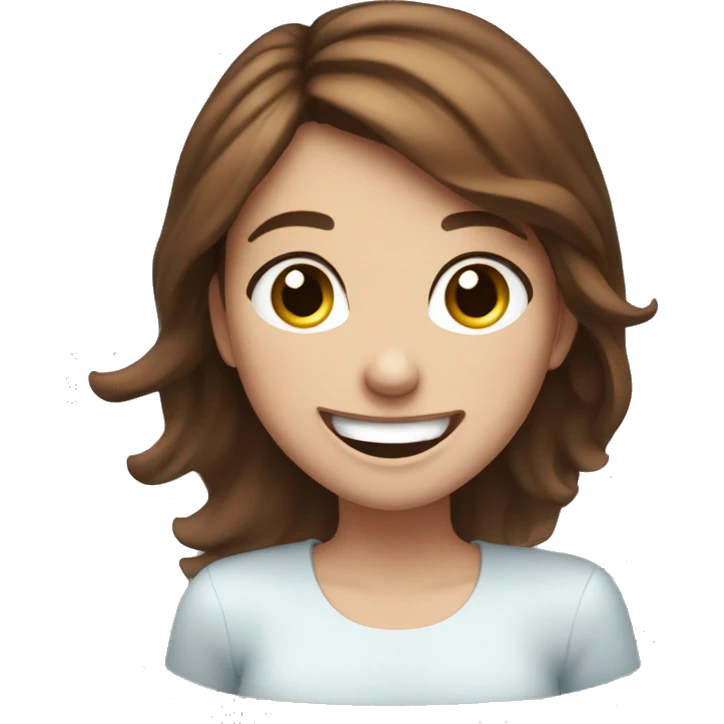 brown hair blue eyes freckled girl laughing  emoji