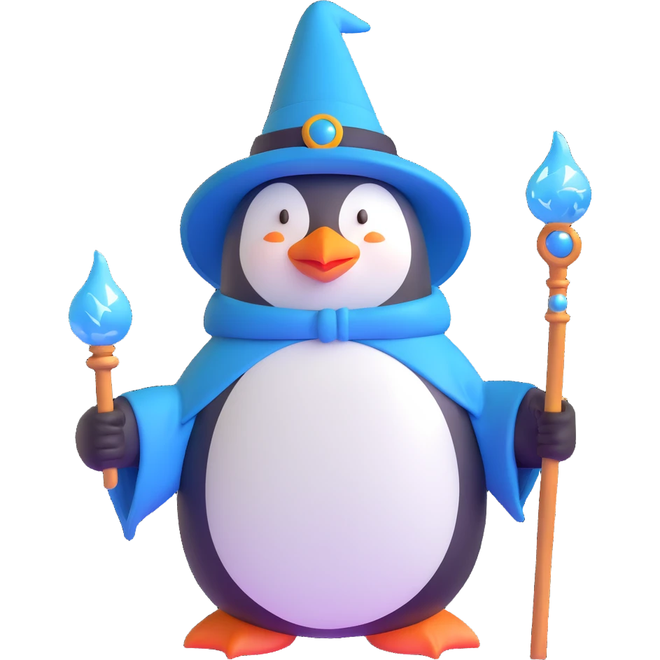 penguin wizard with ice magic powers emoji