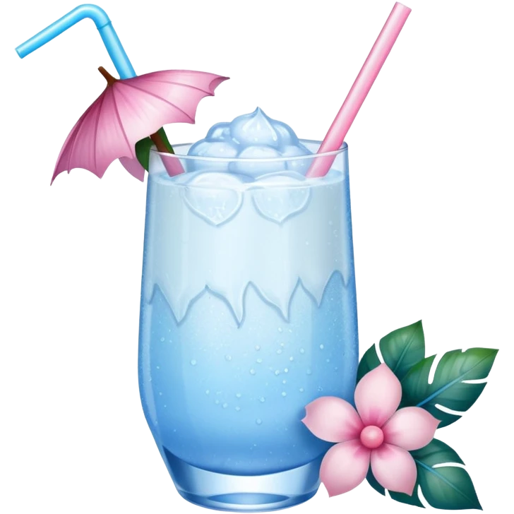 Iced coconut blue lychee pink pastel sparkle with flowers drink emoji