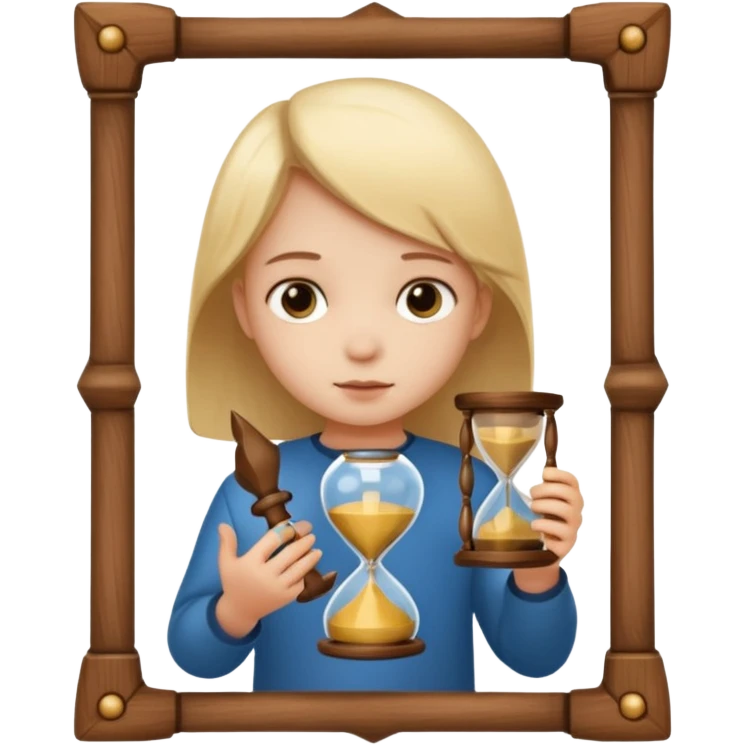 child holding hourglass in a  frame with no bg emoji
