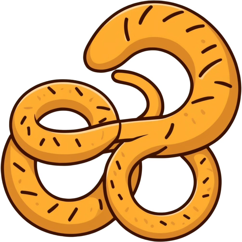 cartoon sticker of a simit, Turkish sesame bread ring emoji