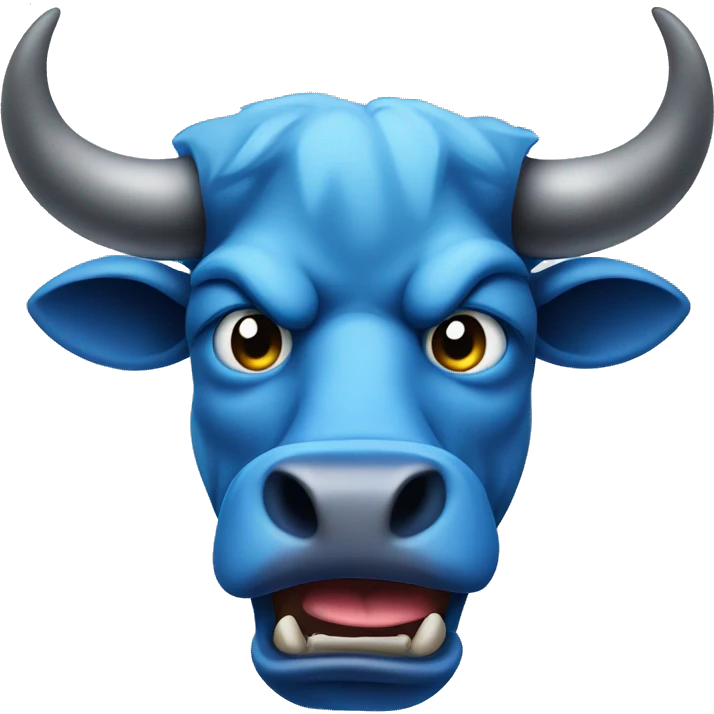 Angry blue bull head with sticking out tongue emoji