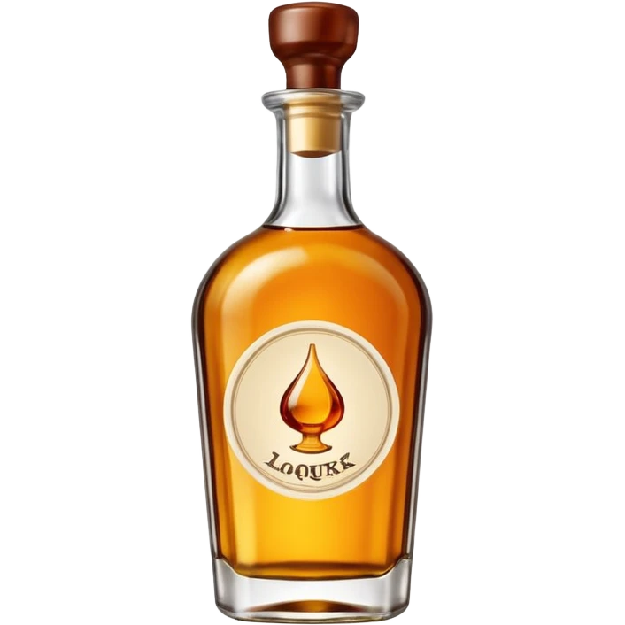 Envasado de botella de licor ocn boquilla de llenado y son logo en la botella emoji