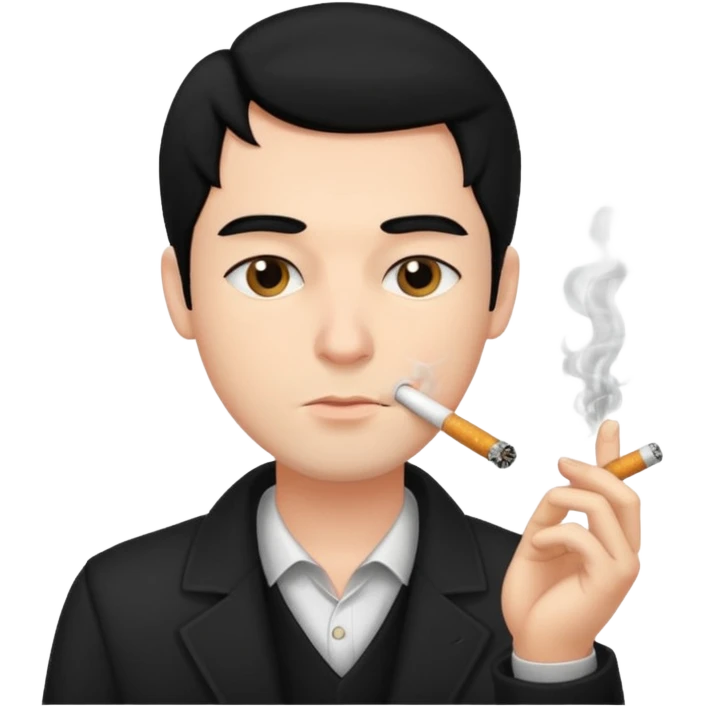 Has una persona fumando, Que tenga pelo negro  y sea hombre  emoji