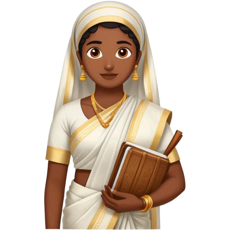 Malayali person in traditional Kerala attire with mundu and kasavu saree emoji