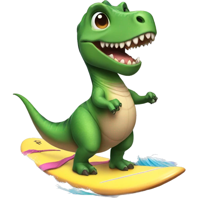 Dinosaur with tutu on a surf board  emoji