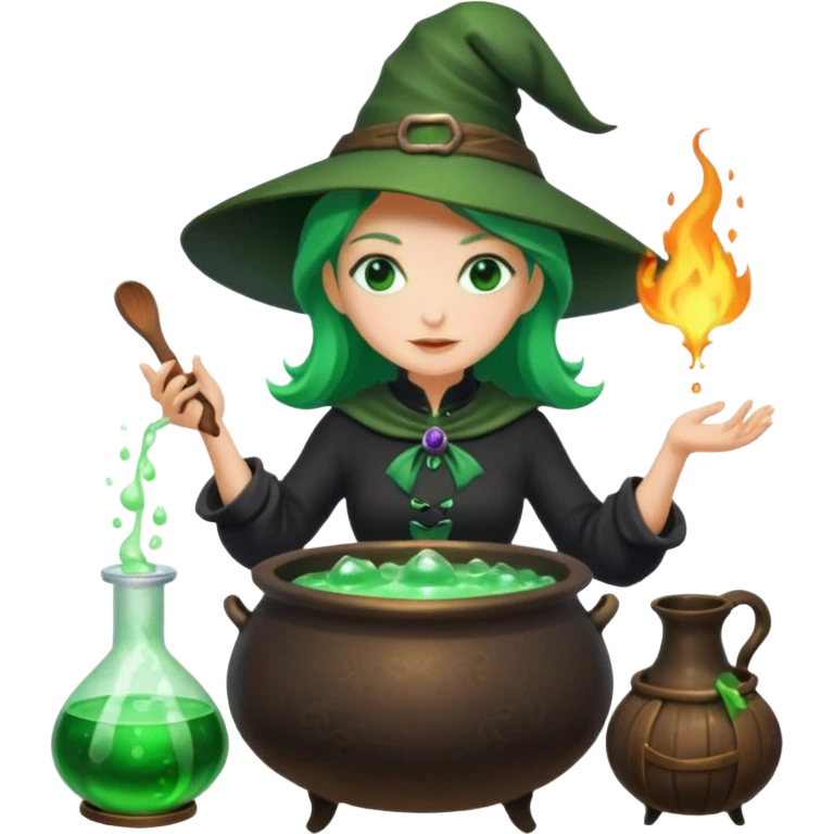 green witch cooking potion emoji