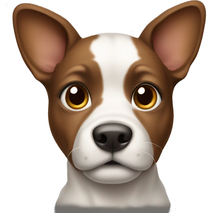 dog with half white and brown face with ears sticking up emoji