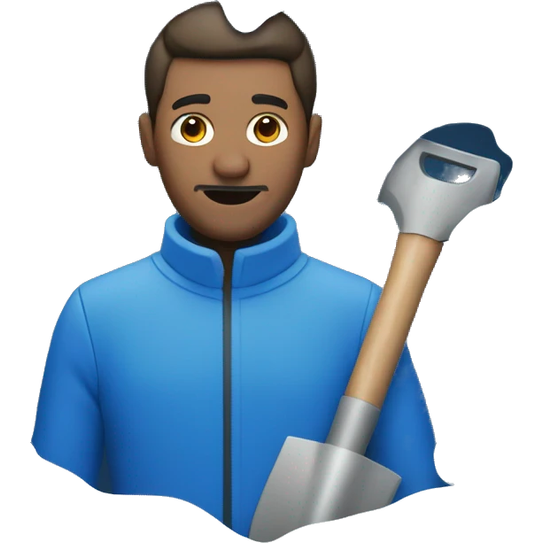 man dig in blue snow emoji