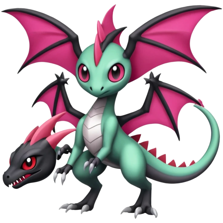 Magenta, black and white Meloetta-Flygon-Gorebyss-Salandit-Gargoyle-Pokémon-Fakémon-creature-fusion-hybrid emoji
