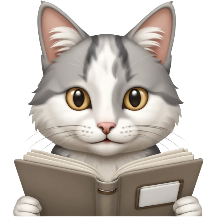 gato del egeo feliz en abriendo una libreta con anillado emoji