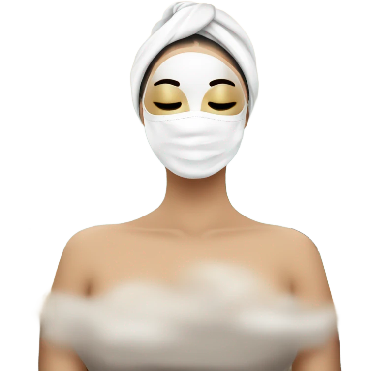Lady with face mask spa beauty full face relaxing emoji