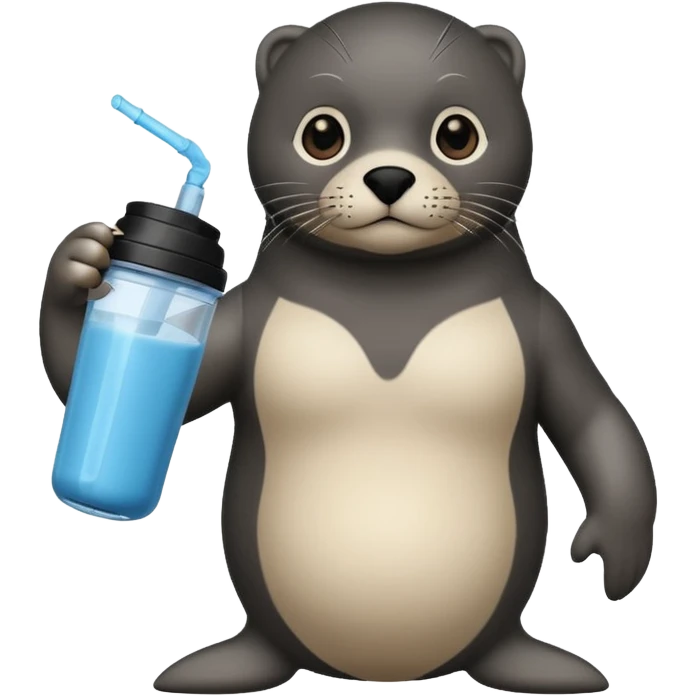 Seal drinking a protein shake emoji