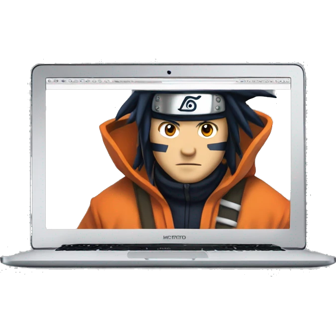 Front Macbook Naruto behind emoji