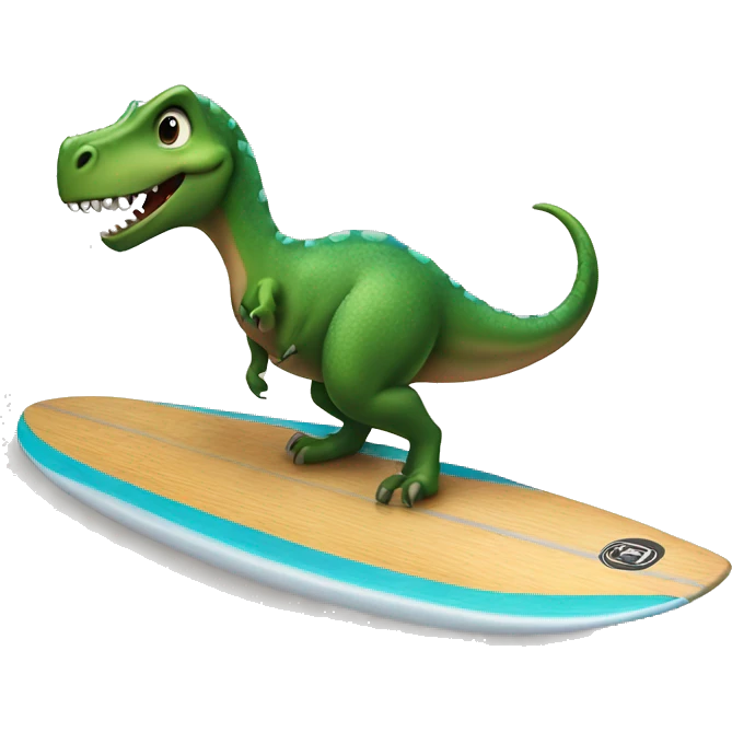 Dinosaur on a surfboard wearing a Toto  emoji