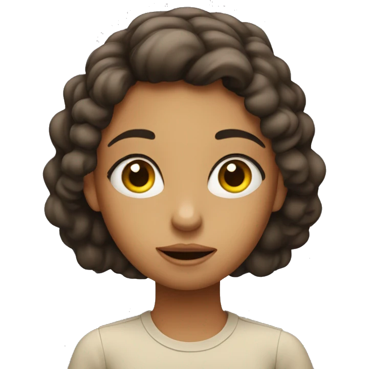 A girl thinking the word « Peuh » emoji