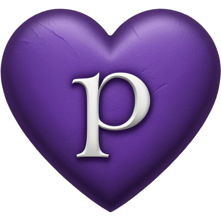 Can you make a dark purple heart with a white letter in the middle in a gothic style, the letter is P emoji