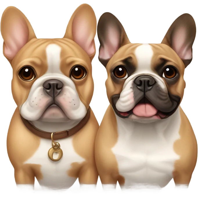 Pair of French bulldogs Brown & tan with fawn French bulldog friends emoji