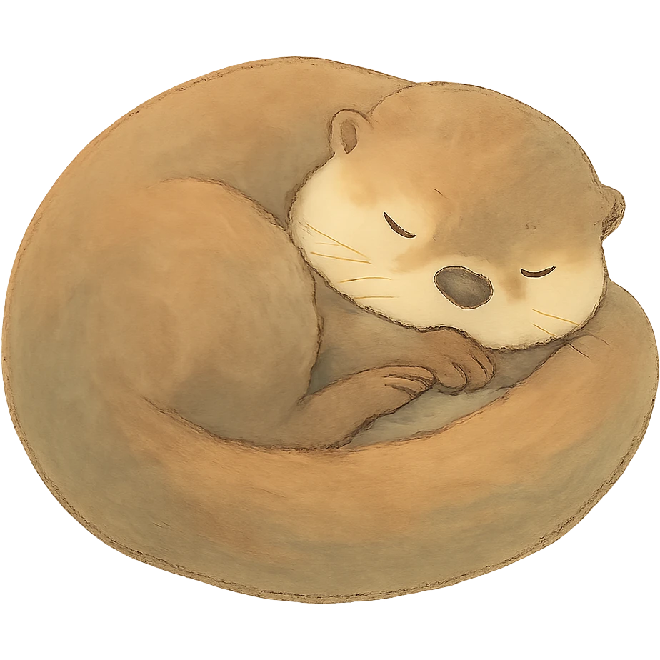 soft ghibli style sleeping otter curled up with gentle colors emoji