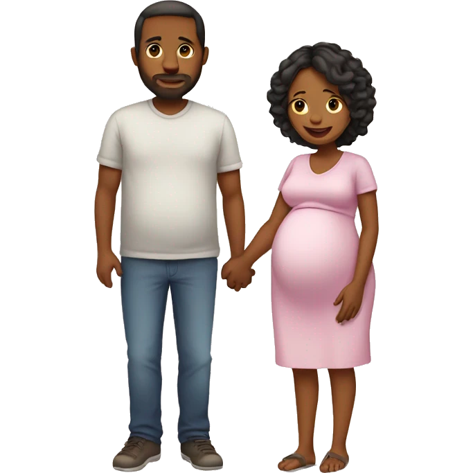 Pregnant mother with father emoji