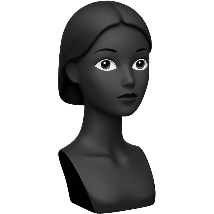 Minimalistic flat vector icon, iOS style, thin black contour on white background. Matte black mannequin in front of in 3D monochrome style. emoji