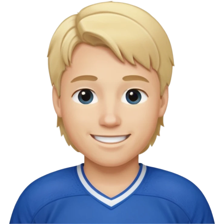 Blonde hair hockey player in blue jersey emoji