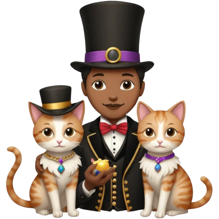 magician couple and their pet cat emoji
