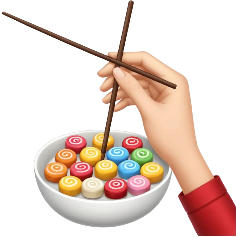 Pick up sweets with chopstick emoji