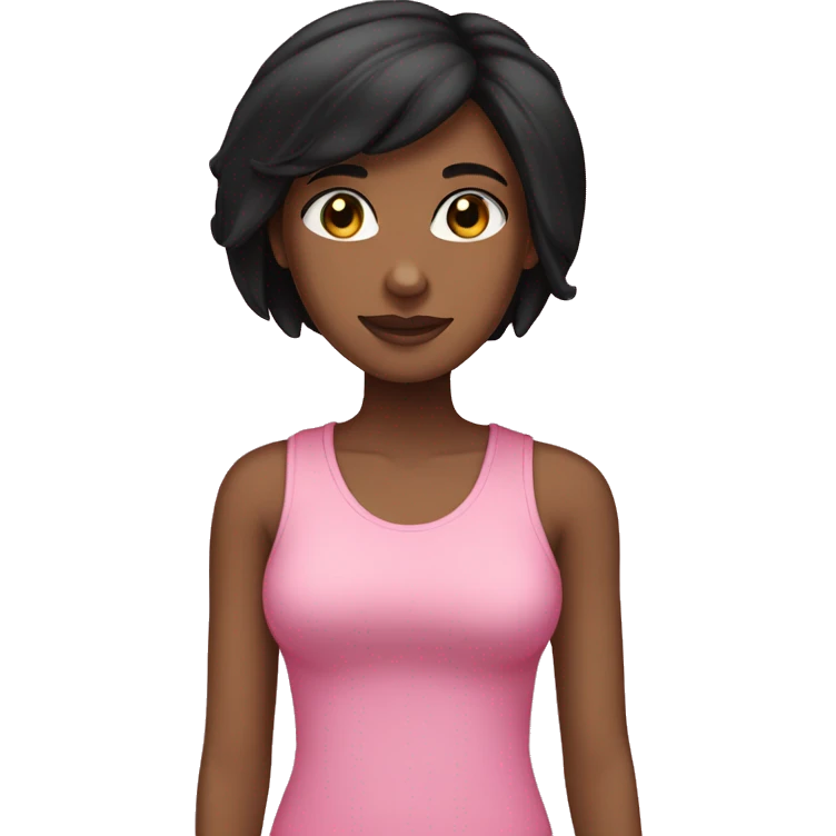 pretty brown girl with straight black hair wearing a pink top emoji