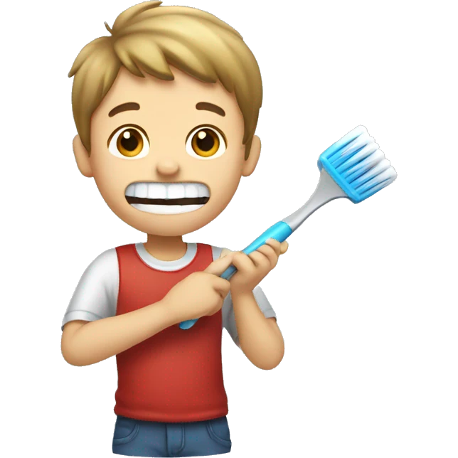boy brushing tooth emoji