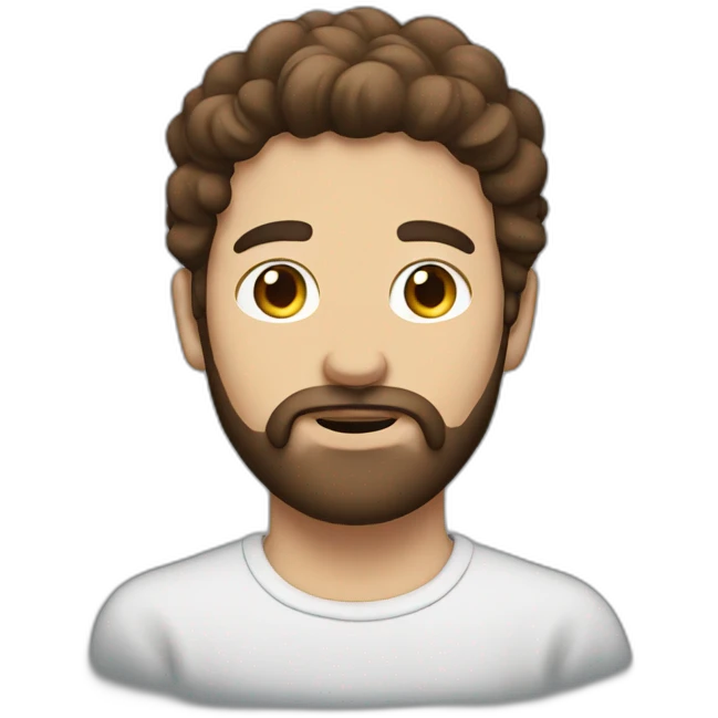 A Man with brown hair a Beard and a cloud in front of his face emoji